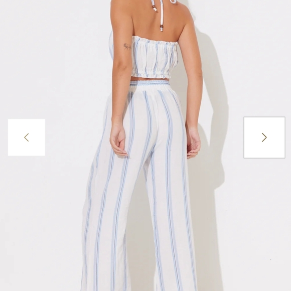 Ocean Drive, Striped White and Blue Women's 2 Piece Set - Picture 2 of 10